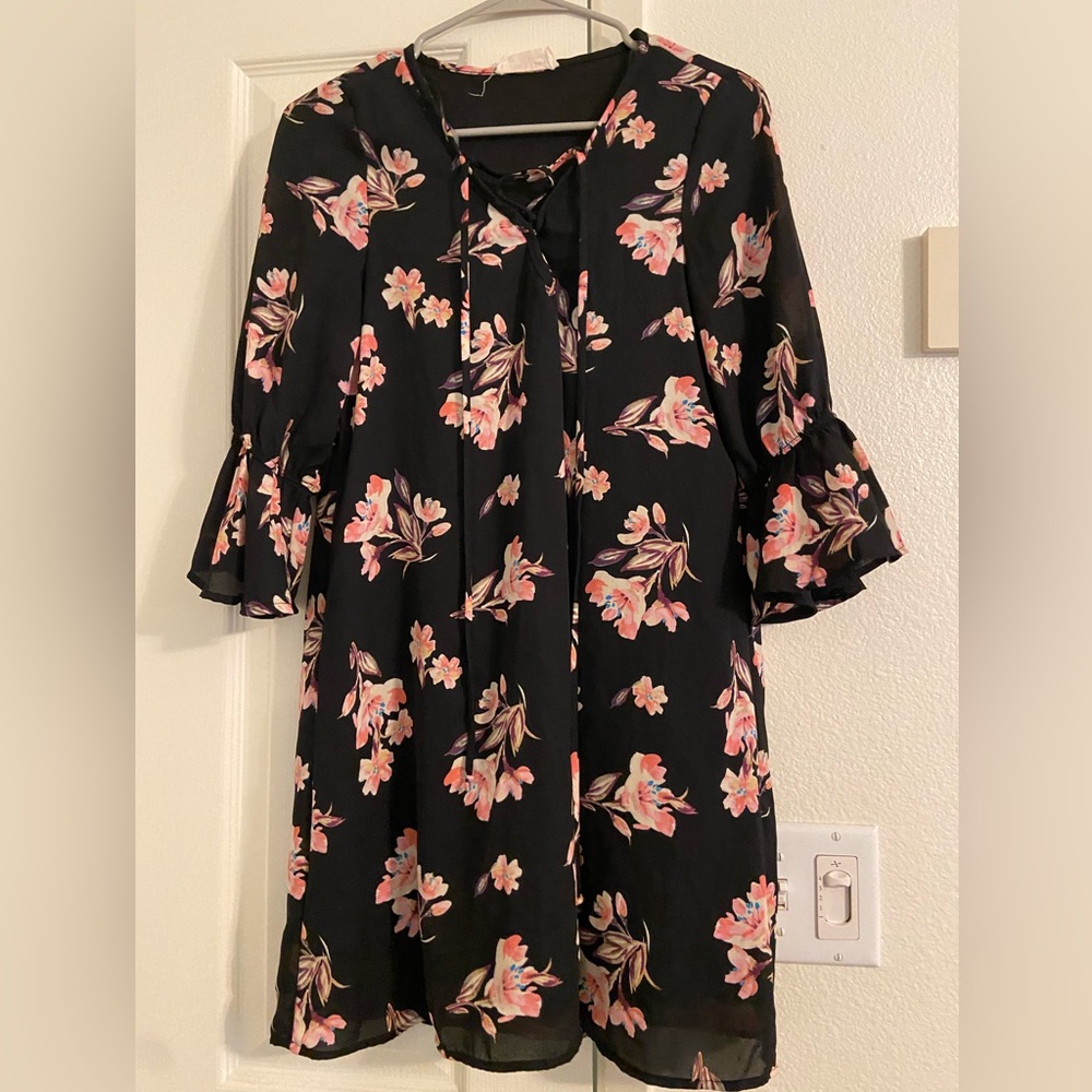 Peach Love floral and black tunic